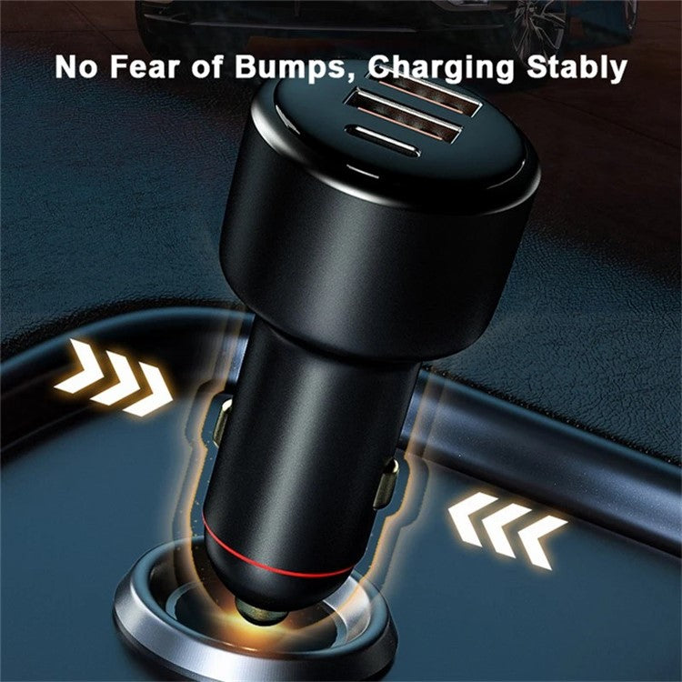 P6S Type-C+Dual USB Car Charger 200W Fast Charging Cigarette Lighter Adapter