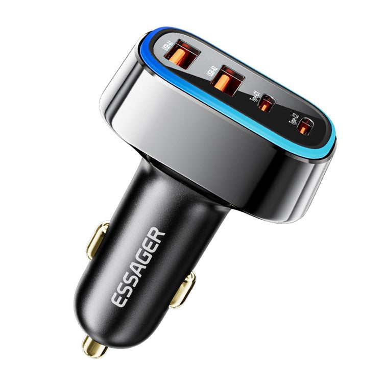 ESSAGER 70W Fast Car Charger 2 USB + 2 Type-C Charger Adapter with LED Light