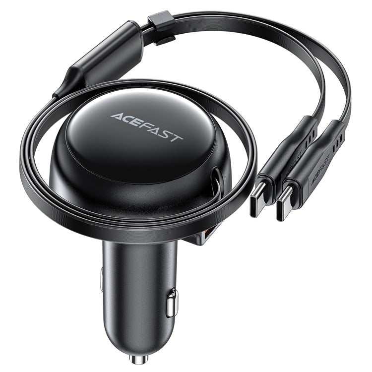 ACEFAST B13 53W USB Car Charger Adapter with 2 Type-C Retractable Charging Cable