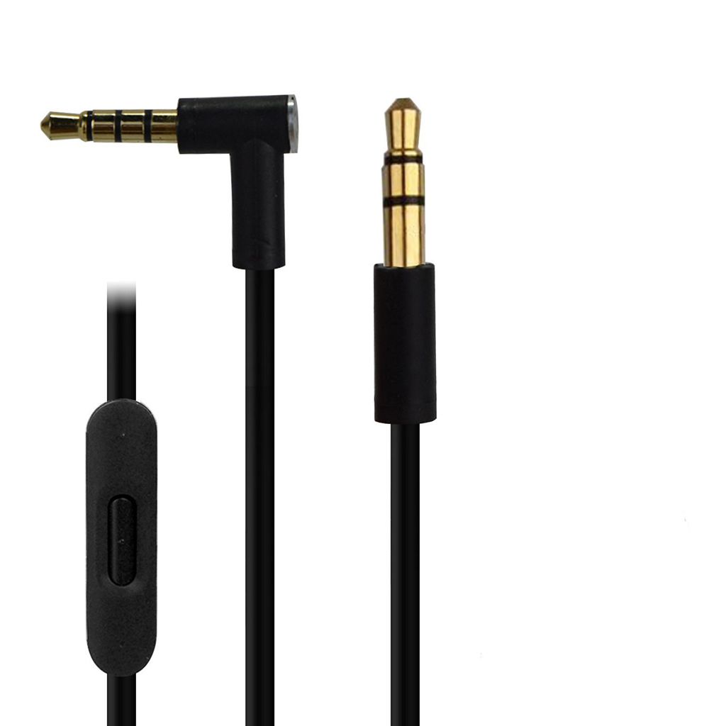 Replacement Audio Cable + Inline Remote / Microphone for Beats by Dr. Dre Headphone Solo 2/3 HD / Studio / Pro / Detox / Wireless - Compatible for Samsung iPhone Black