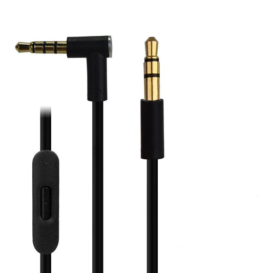 Replacement Audio Cable + Inline Remote / Microphone for Beats by Dr. Dre Headphone Solo 2/3 HD / Studio / Pro / Detox / Wireless - Compatible for Samsung iPhone Black