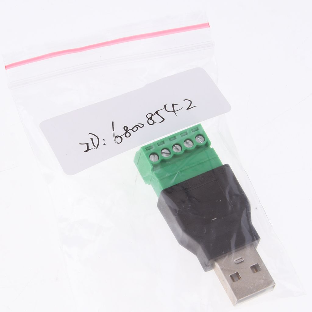 USB 2.0 A Male Plug to 5 Pin/Way Female Bolt Screw Shield terminals Pluggable Type Adapter