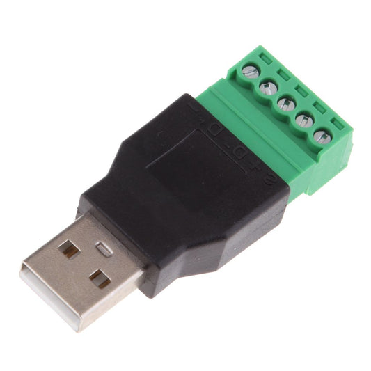 USB 2.0 A Male Plug to 5 Pin/Way Female Bolt Screw Shield terminals Pluggable Type Adapter