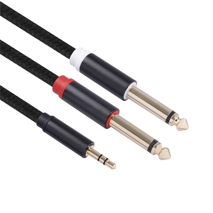 1m Audio Cable 3.5mm to Double 6.35mm Aux Cable 2 Mono 6.35 Jack to 3.5 Male for Phone to Mixer Amplifier