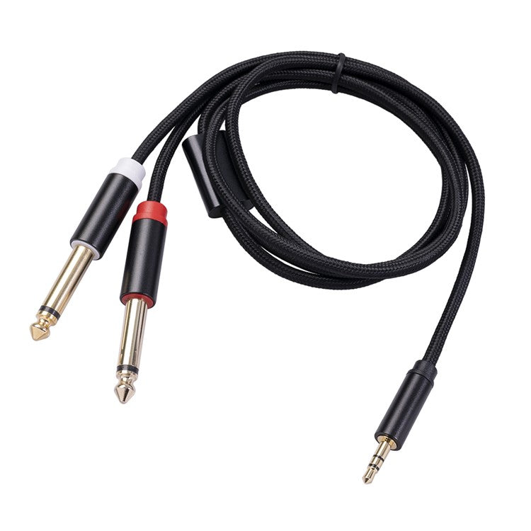 1m Audio Cable 3.5mm to Double 6.35mm Aux Cable 2 Mono 6.35 Jack to 3.5 Male for Phone to Mixer Amplifier