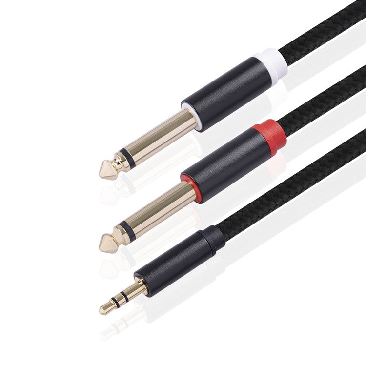 1m Audio Cable 3.5mm to Double 6.35mm Aux Cable 2 Mono 6.35 Jack to 3.5 Male for Phone to Mixer Amplifier