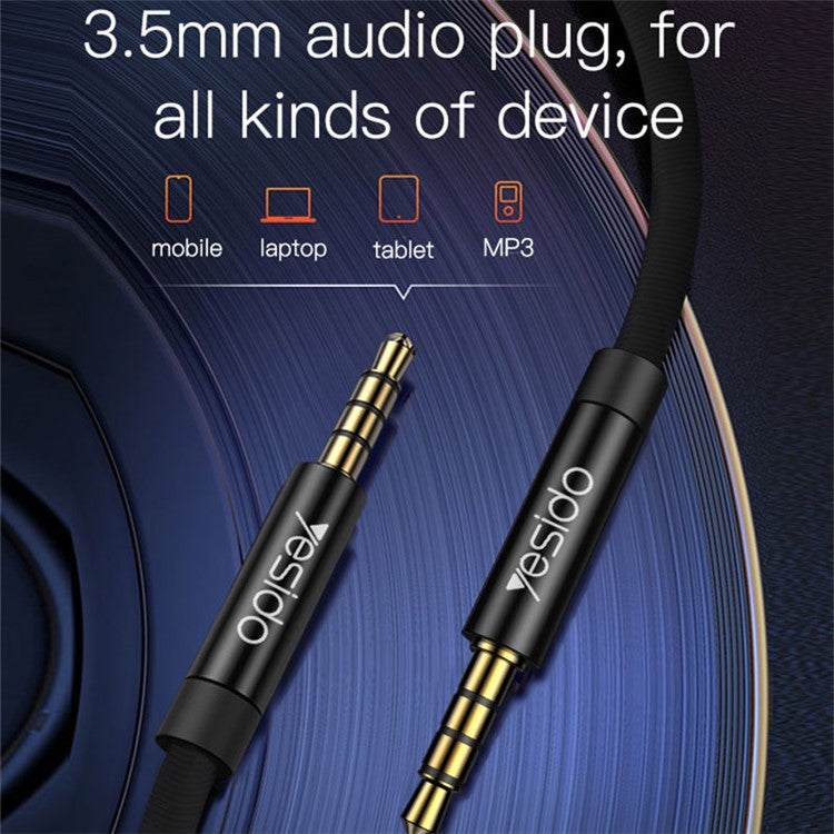 YESIDO 2m YAU15 AUX Cord Audio Cable 3.5mm Male to Male for Car Home Stereo Speaker Headphone