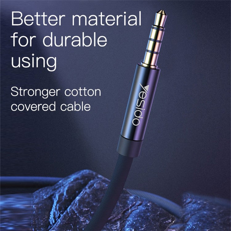 YESIDO 2m YAU15 AUX Cord Audio Cable 3.5mm Male to Male for Car Home Stereo Speaker Headphone