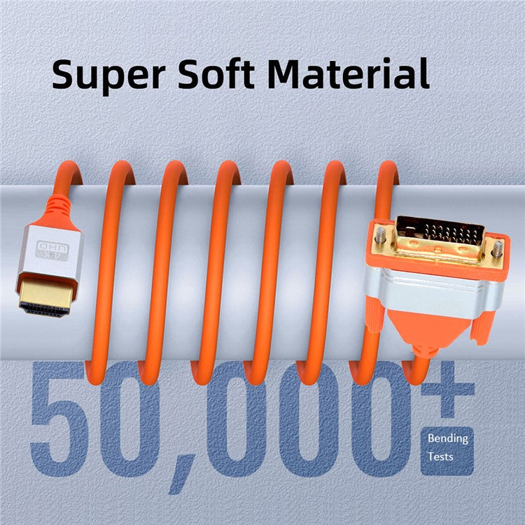 HD-041-0.5M High Speed Cable HDMI Male to DVI 24+1 Male 4K Ultra Soft PVC Cord (OD=4.8MM)