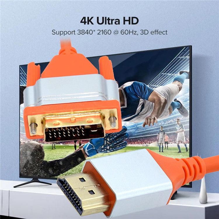 HD-041-0.5M High Speed Cable HDMI Male to DVI 24+1 Male 4K Ultra Soft PVC Cord (OD=4.8MM)