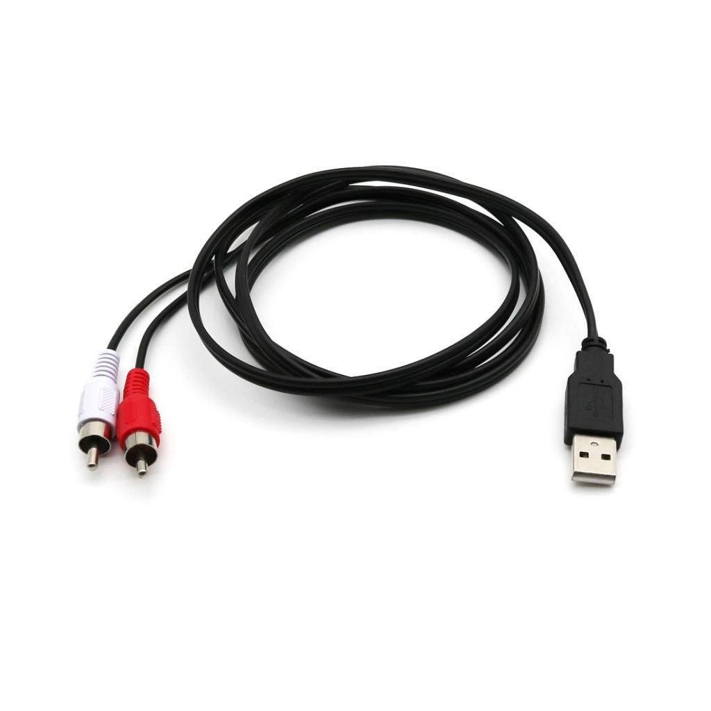 1.5m USB A Male to 2x RCA Phono Male AV Cable Aux Audio Video Adapter Cord