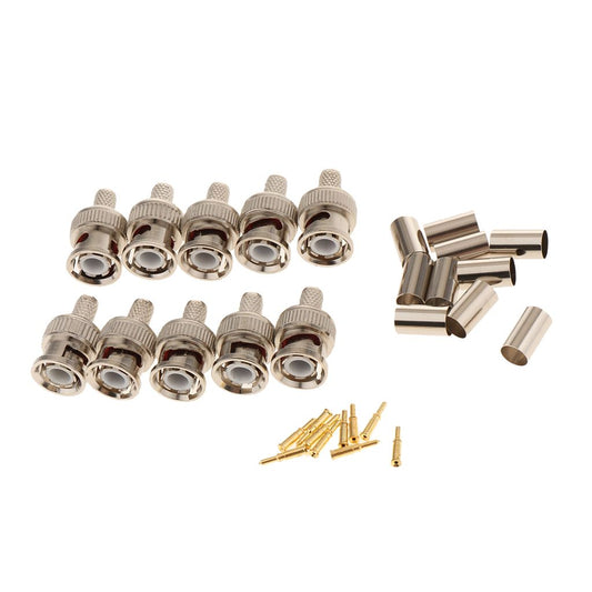 10 Pieces Professional BNC Male Crimp-On Connector BNC Plug Crimp Adapter