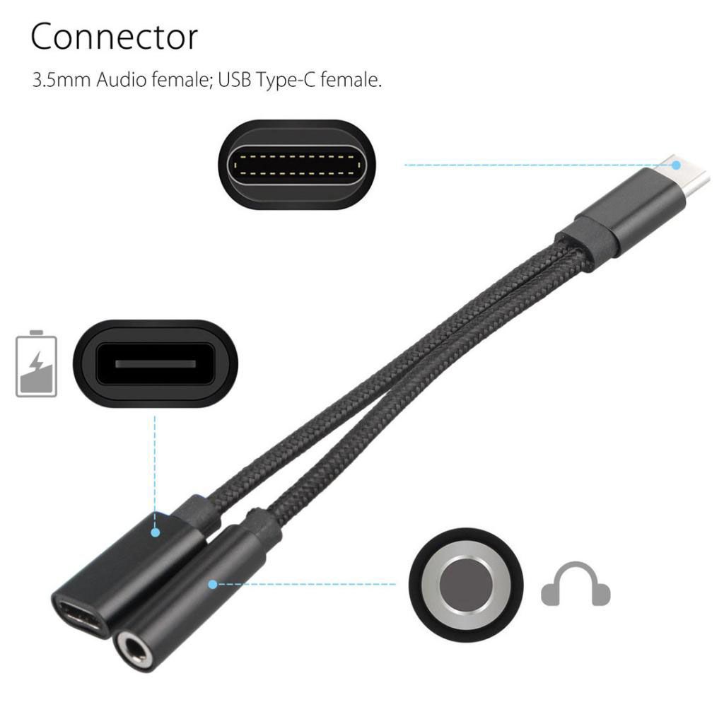 Type C To 3.5mm  And Charger 2 In1 Headphone Audio Jack USB C Cable Adapter