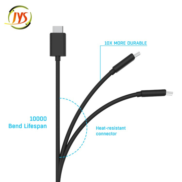 JYS 3M Type-C Double-head Split Charging Cable for PS5 / Xbox Series X / Nintendo Switch Controller