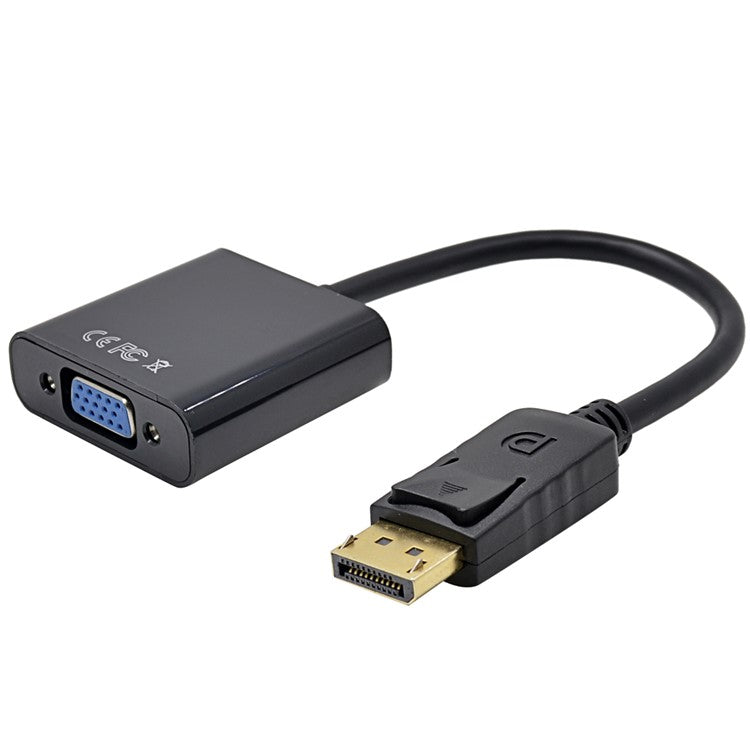 Big DisplayPort Male to VGA Female Converter Adapter Cable - Black