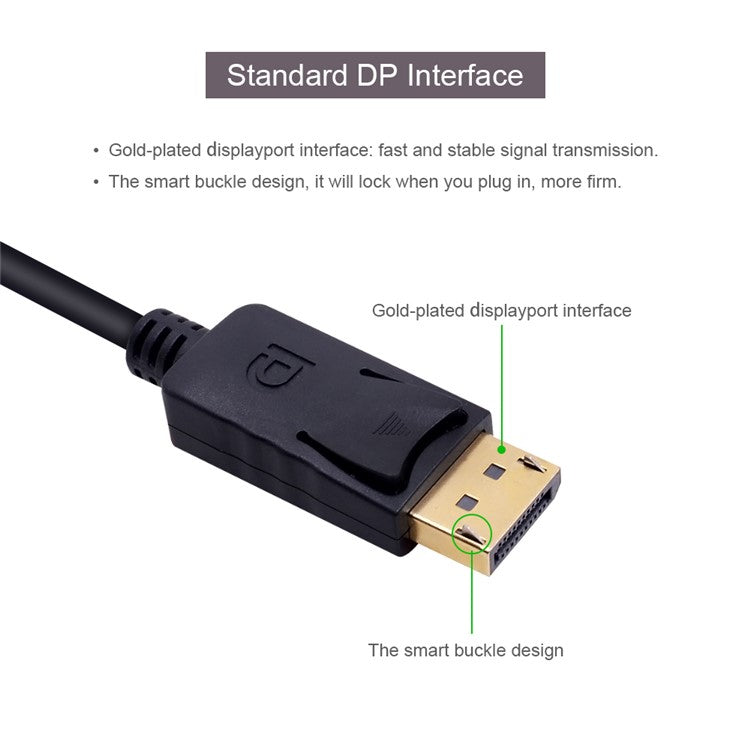 Big DisplayPort Male to VGA Female Converter Adapter Cable - Black