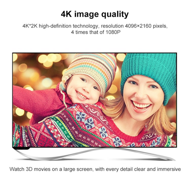 1m HDMI 2.0 Cable 4K 60Hz HD Video Transfer TV Connection Cord - Black