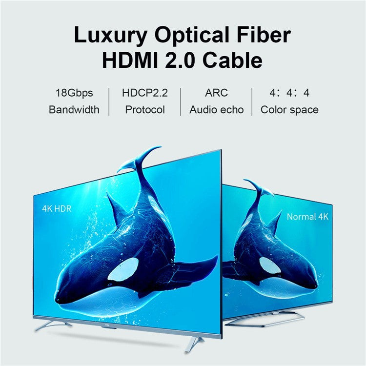 MINDPURE HD006 15m HDMI 2.0 Fiber Optic Cable 4K 60Hz HD Video 100m Transmission Connection Cable - Grey