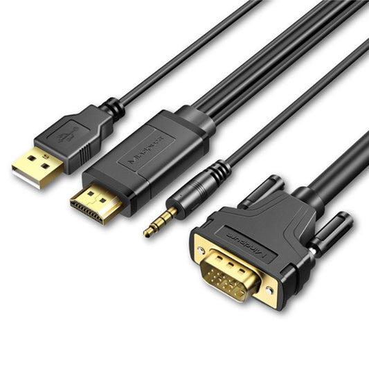 MINDPURE AD038 5m 1080P 60Hz HDMI to VGA Male to Male Adapter Cable with Audio and Power Port