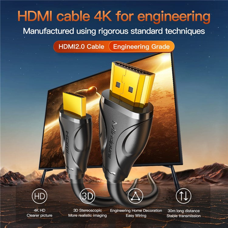 MINDPURE HD003 0.5m HDMI 2.0 4K HD Video Cable TV Monitor Connection Engineering Cable