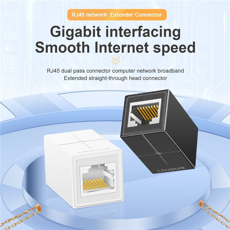 MINDPURE AD043 RJ45 Connector Cat6 Ethernet Cable Adapter Gigabit Network Extender - White