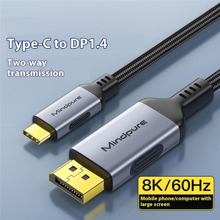 MINDPURE USB Type-C to DisplayPort DP 1.4 Cable 8K 60Hz Converter Wire Support Dynamic HDR