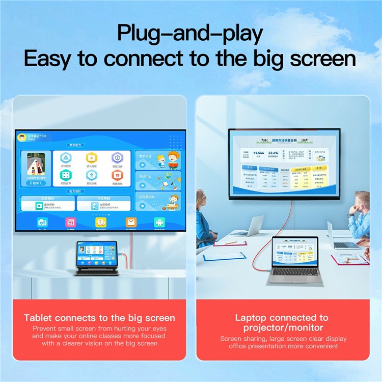 MINDPURE AD062 2m Type-C to HDMI 4K 60Hz HD Video Converter Cable - Red+Blue