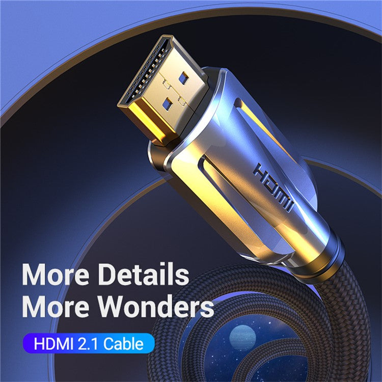 VENTION AALBG 1.5m HDMI Male to Male 8K HD Video Cable Zinc Alloy Shell Braided HDMI Cable - Black