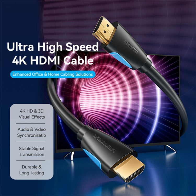 VENTION VAA-M02-B100 1m HDMI Cable Male to Male Gold Plated 4K HDMI Cable