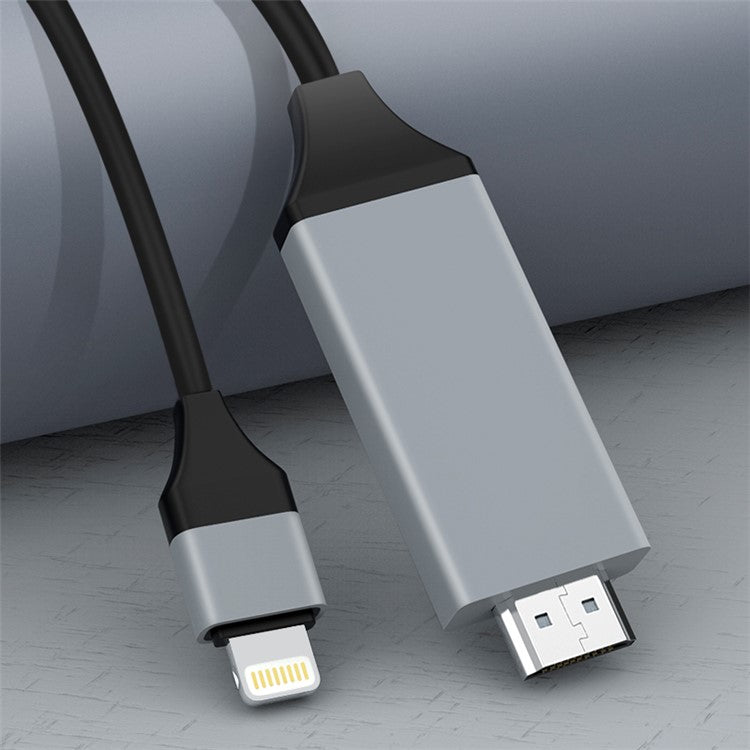 2M Lightning to HDMI HDTV TV AV Cable Cord Adapter 1080P Digital AV Adapter Sync Screen Connector for iPhone//iPad/iPod on TV/Projector/Monitor - Grey/Black