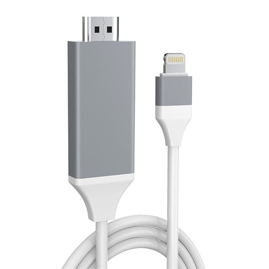 2M Lightning to HDMI HDTV TV AV Cable Cord Adapter 1080P Digital AV Adapter Sync Screen Connector for iPhone//iPad/iPod on TV/Projector/Monitor - Grey/White