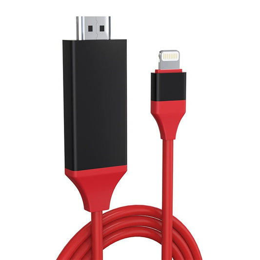 2M Lightning to HDMI HDTV TV AV Cable Cord Adapter 1080P Digital AV Adapter Sync Screen Connector for iPhone//iPad/iPod on TV/Projector/Monitor - Black/Red