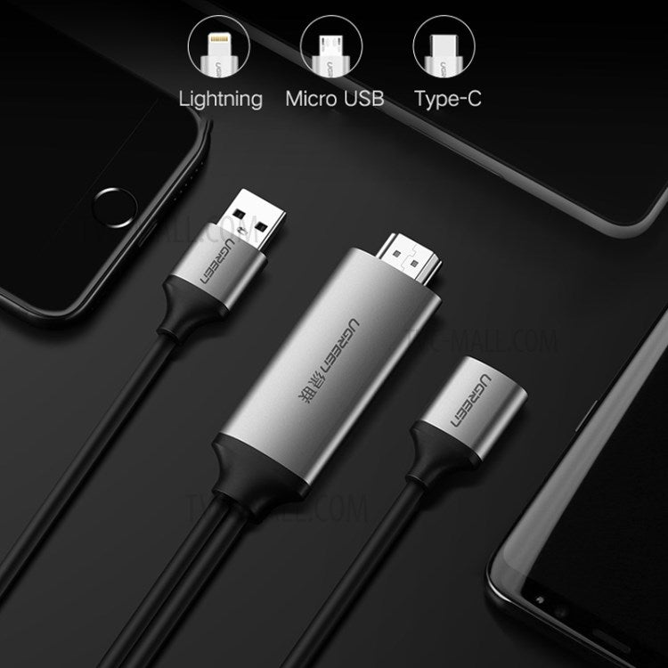UGREEN 50291 USB MHL to HDMI Cable Adapter Mirror Cast HD Video Converter Cable for iPhone iPad Android Phone to TV Projector