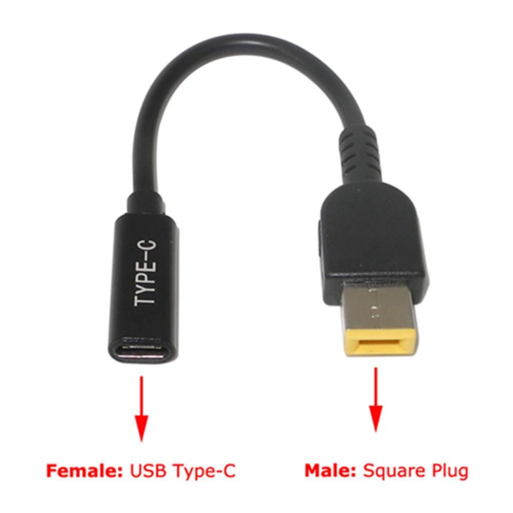 Power Adapter Cable USB Type-C Female To Square Plug Charger For Lenovo