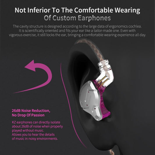 BA+DD In Ear Earphone Hybrid Headset HIFI Bass Noise Cancelling Black