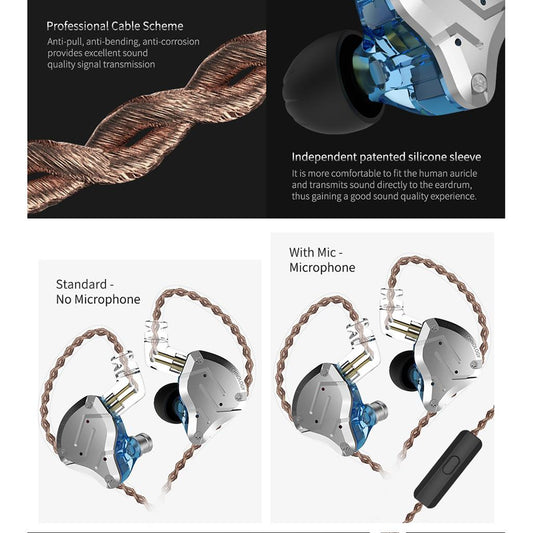 4BA+1DD Hybrid Earphone Headset HIFI Earbuds In Ear Monitor Headphones Gold