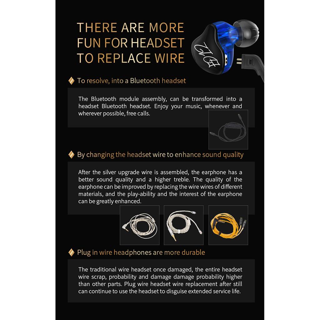 Detachable Cable Earpiece 3D Stereo Headphone Headset In-ear Earphone Earbud