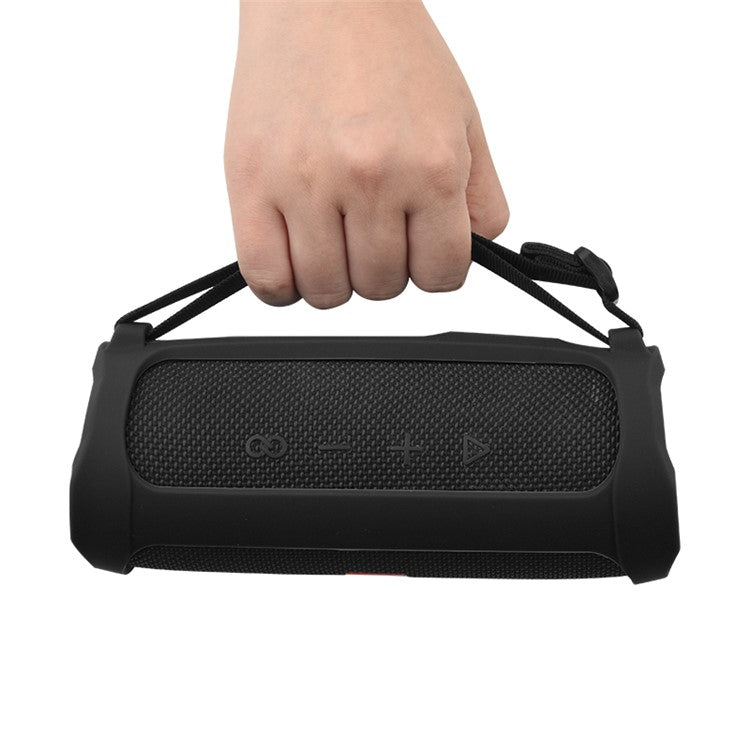 Soft Silicone Cover Speaker Case Shockproof Protective Sleeve for JBL Flip 5 Bluetooth Speaker - Black