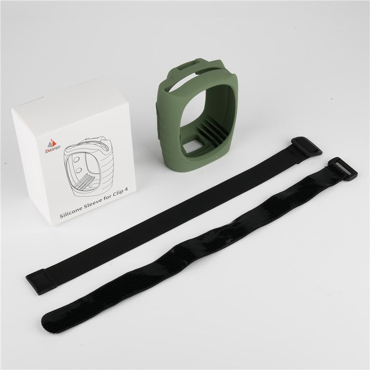 TXESIGN For JBL CLIP4 Bluetooth Speaker Protective Cover Soft Silicone Carrying Case with Straps - Green