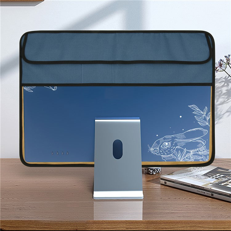 TXESIGN For iMac 24-Inch Computer Monitor Display Screen Dust Cover PU Leather Storage Sleeve Protective Case - Navy Blue