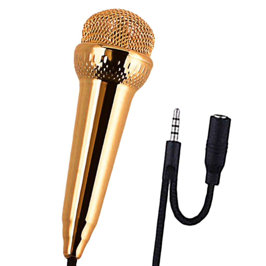 Portable 3.5mm Wired Mini Microphone Stereo Mic for Chatting Sing Yellow