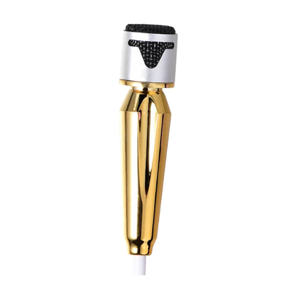 Portable Mini Wired Phone Stereo Microphone for Chatting Singing Golden