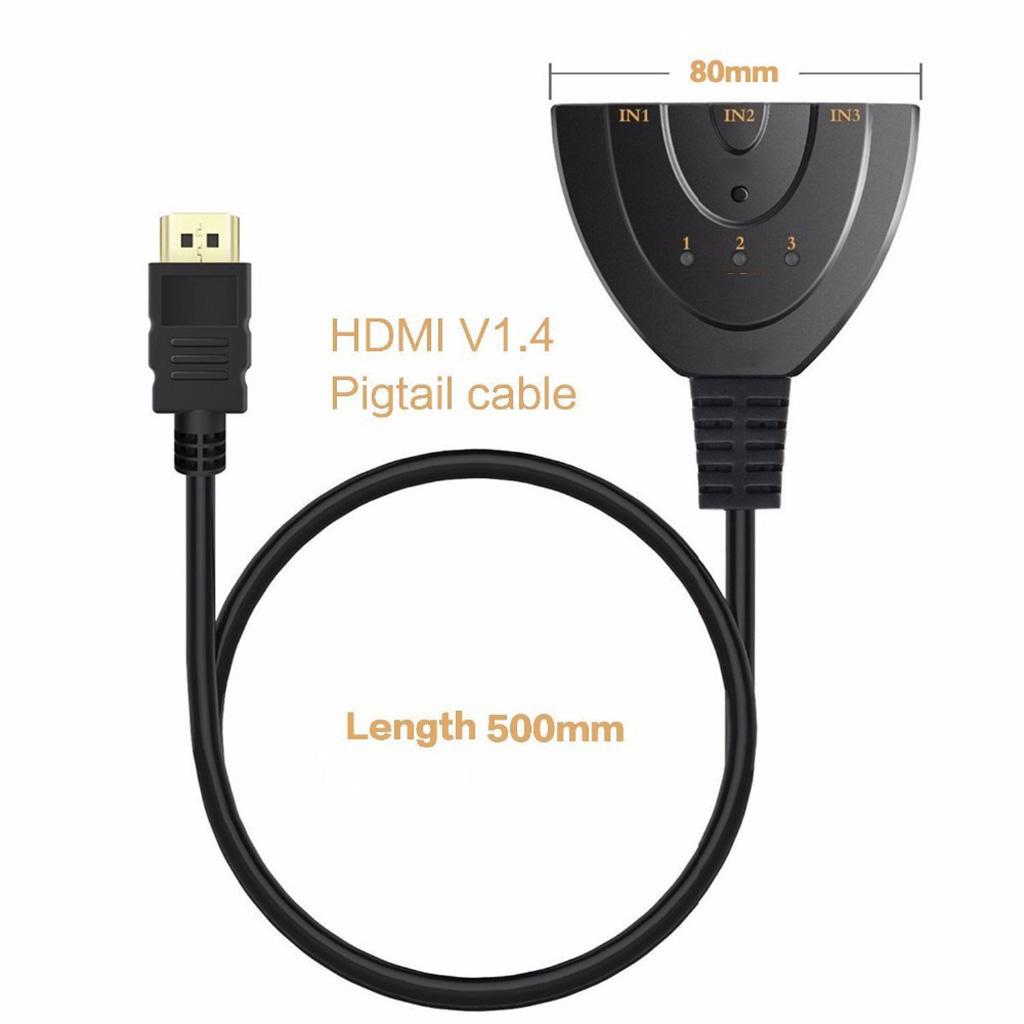 3 Port 1080P HDMI AUTO Switch Splitter Switcher HUB Box Cable for DVD HDTV
