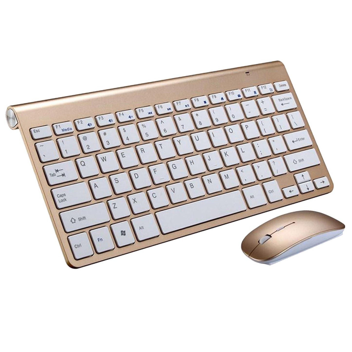 Mini Flat Quiet Wireless Keyboard Mouse Combo Golden