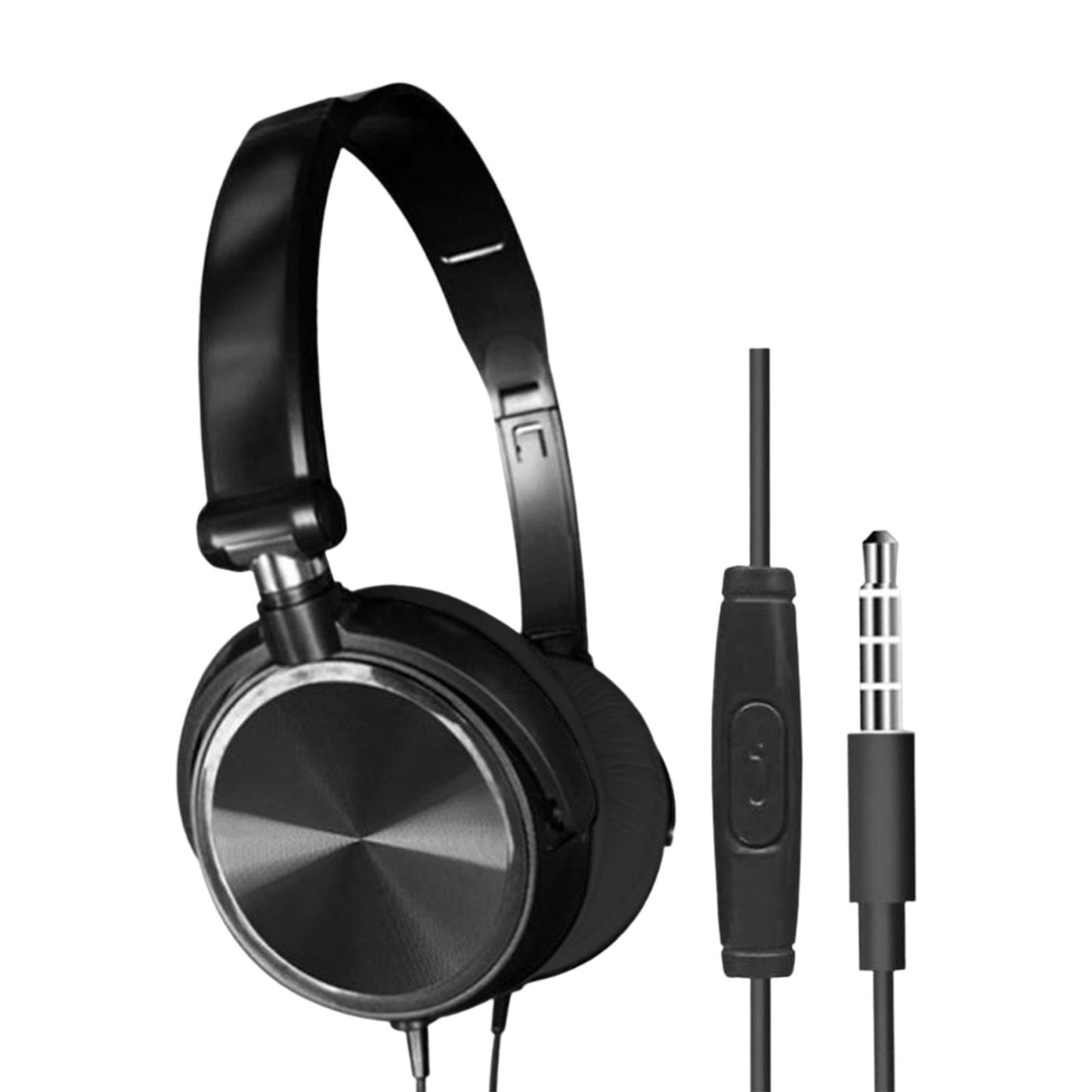 S1 Portable 3.5mm Wired Headset Stereo Foldable Headphones Black with Mic