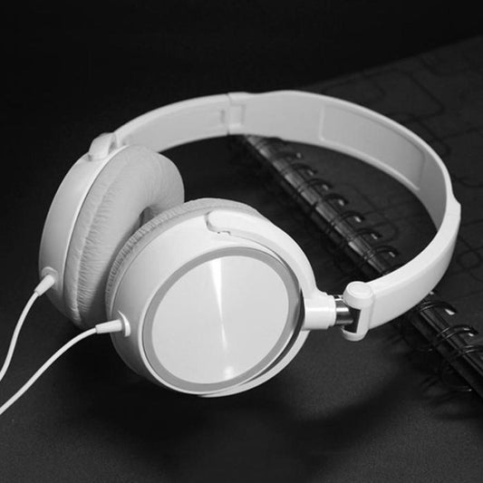 S1 Portable 3.5mm Wired Headset Stereo Foldable Headphones White with Mic