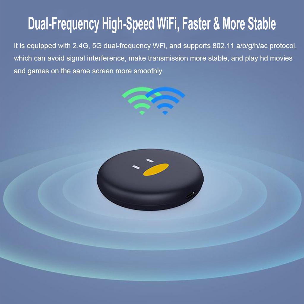 2.4G/5G WiFi Screen Display Receiver Quad Core HDMI 1080P TV Dongle Black