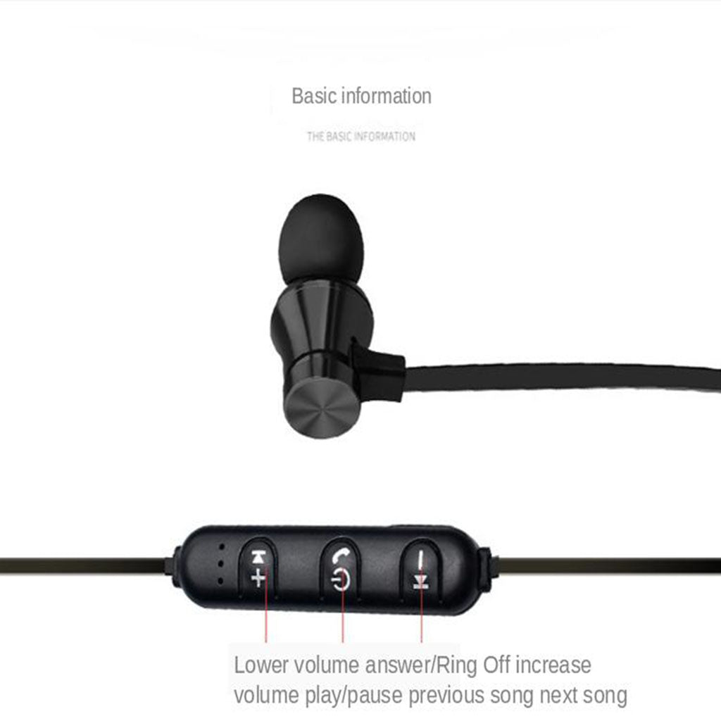 Magnetic Bluetooth In-ear Earphone Sport  Black