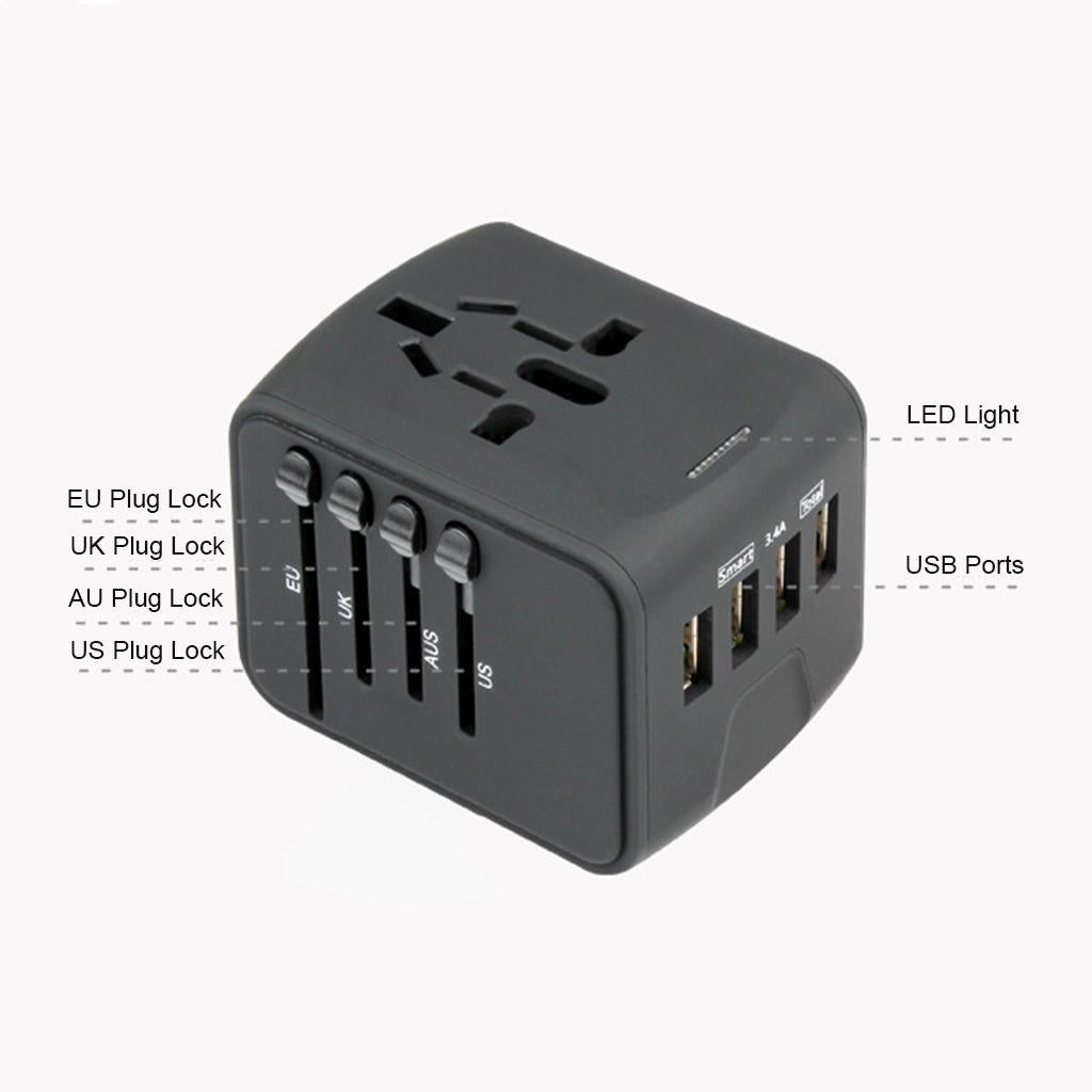Universal Travel Power Adapter 4 USB International Wall Power Plug Converter