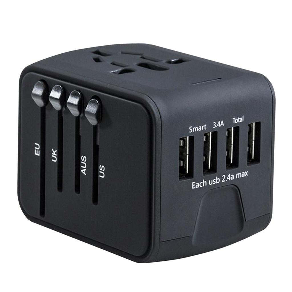 Universal Travel Power Adapter 4 USB International Wall Power Plug Converter